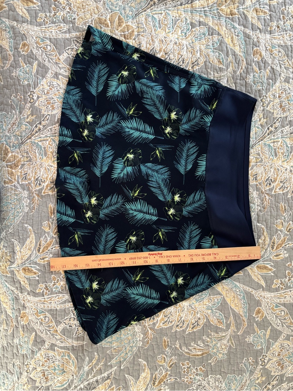 Puma Navy Tropical-Leaf Pwrshape Skort with built in shorts with Green Accents